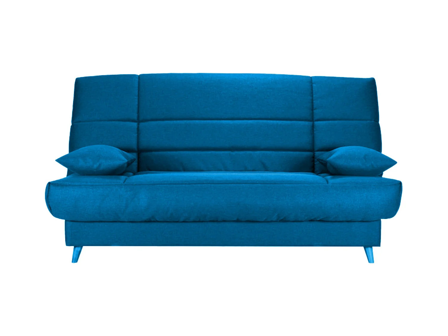 Banquette Clic-clac tissu 130x190 matelas Bultex 14cm avec rangement Boky-Couleur Bleu canard