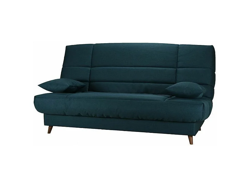 Banquette Clic-clac tissu 130x190 matelas Bultex 14cm avec rangement Boky-Couleur Bleu canard