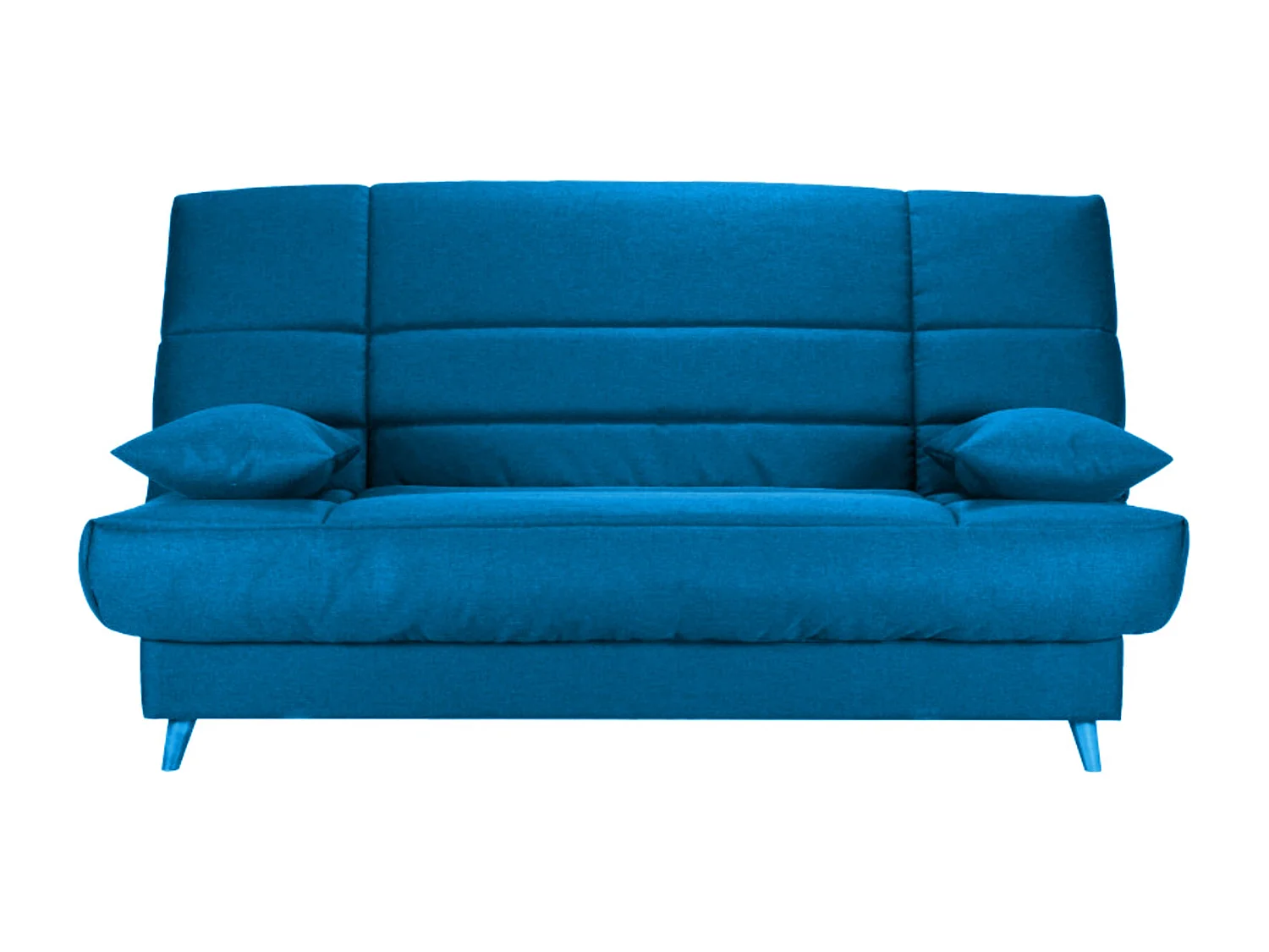 Banquette Clic-clac tissu 130x190 matelas Bultex 14cm avec rangement Boky-Couleur Bleu canard