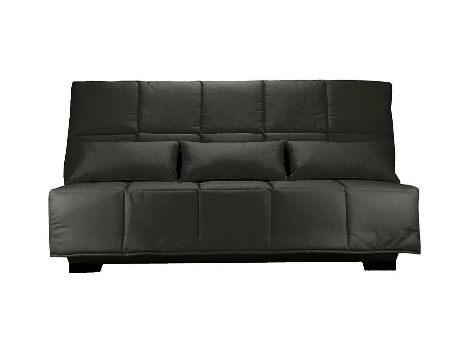 Canapé clic clac tissu avec rangement matelas Starconfort 15cm Lina 193cm-Couleur Gris foncé chiné