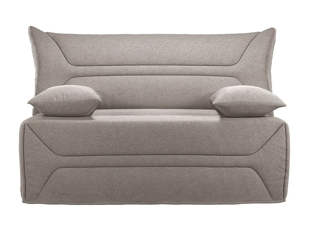Canapé BZ Tissu matelas 12cm 140x190 Zilo-Couleur Taupe-Coffre de rangement Avec rangement