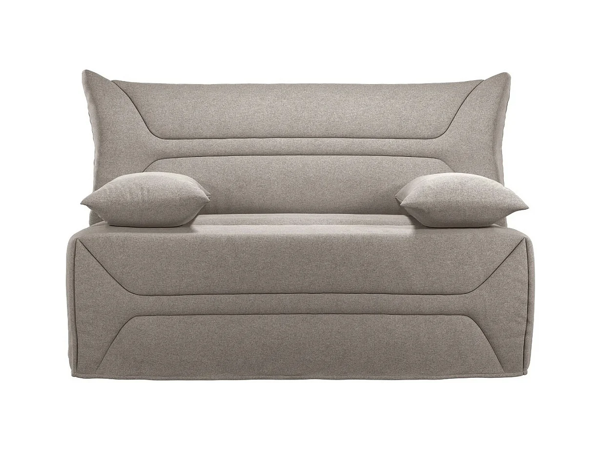 Canapé BZ Tissu matelas 12cm 140x190 Zilo-Couleur Taupe-Coffre de rangement Avec rangement