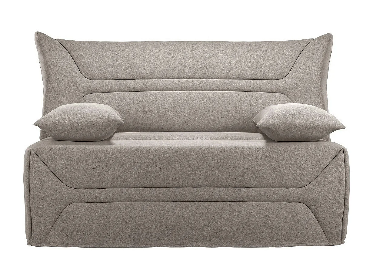 Canapé BZ Tissu matelas 12cm 140x190 Zilo-Couleur Taupe-Coffre de rangement Avec rangement