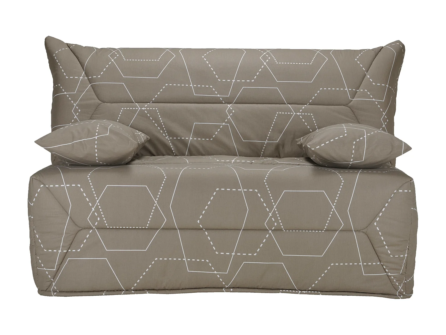 Banquette BZ 140x190 tissu graphique taupe matelas 12cm City essentiel