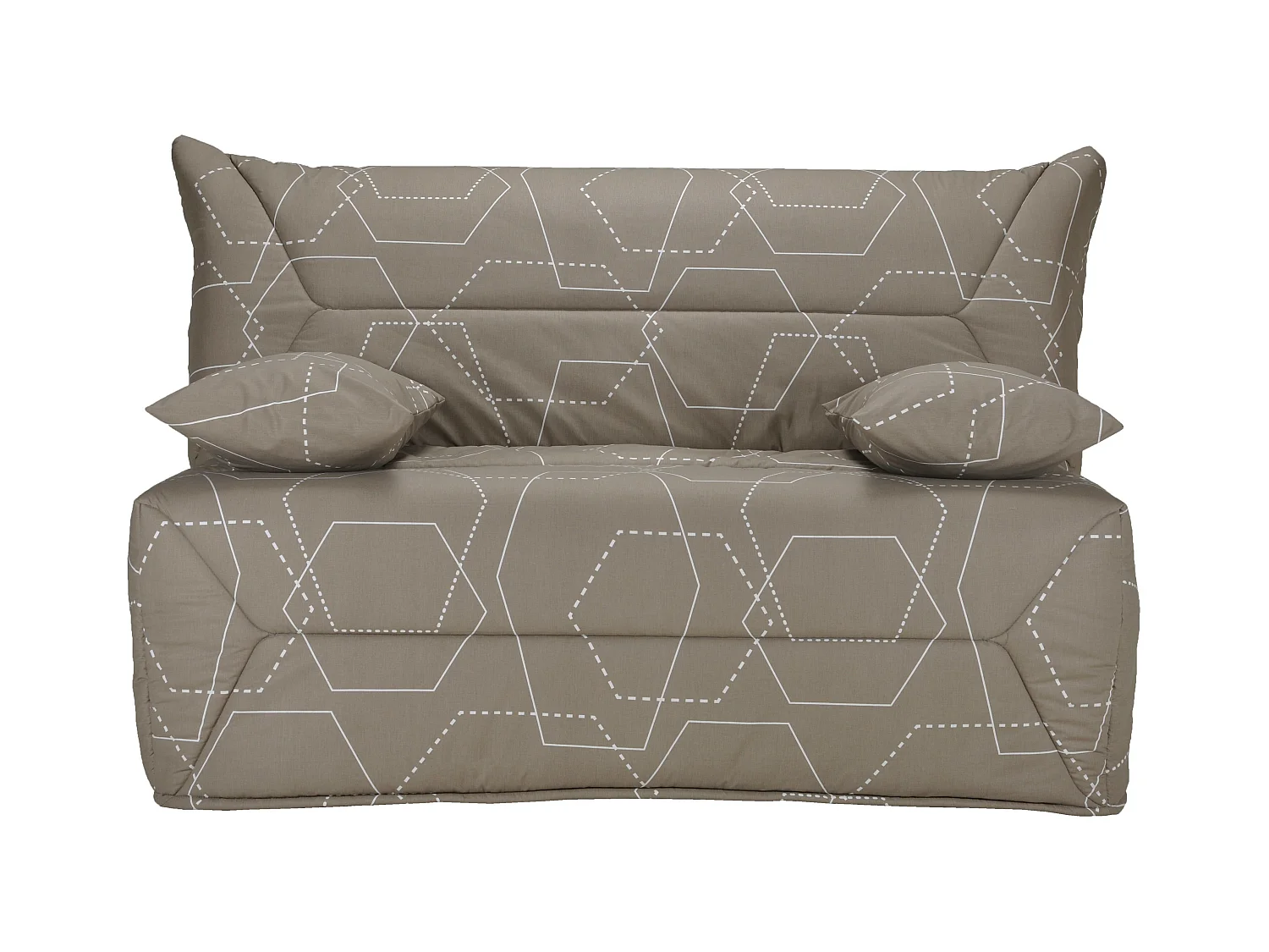 Banquette BZ 140x190 tissu graphique taupe matelas 12cm City essentiel