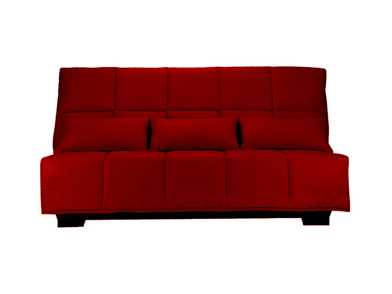 Canapé clic clac tissu avec rangement matelas Starconfort 15cm Lina 193cm-Couleur Rouge cerise