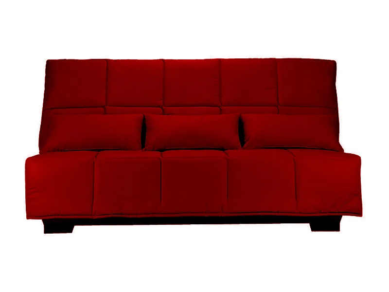 Canapé clic clac tissu avec rangement matelas Starconfort 15cm Lina 193cm-Couleur Rouge cerise