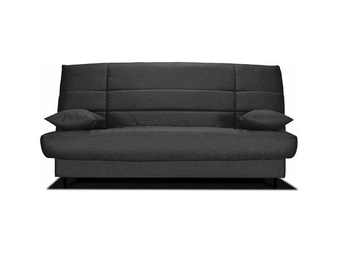 Banquette Clic-clac tissu 130x190 matelas Bultex 14cm avec rangement Zéa-Couleur Gris foncé chiné