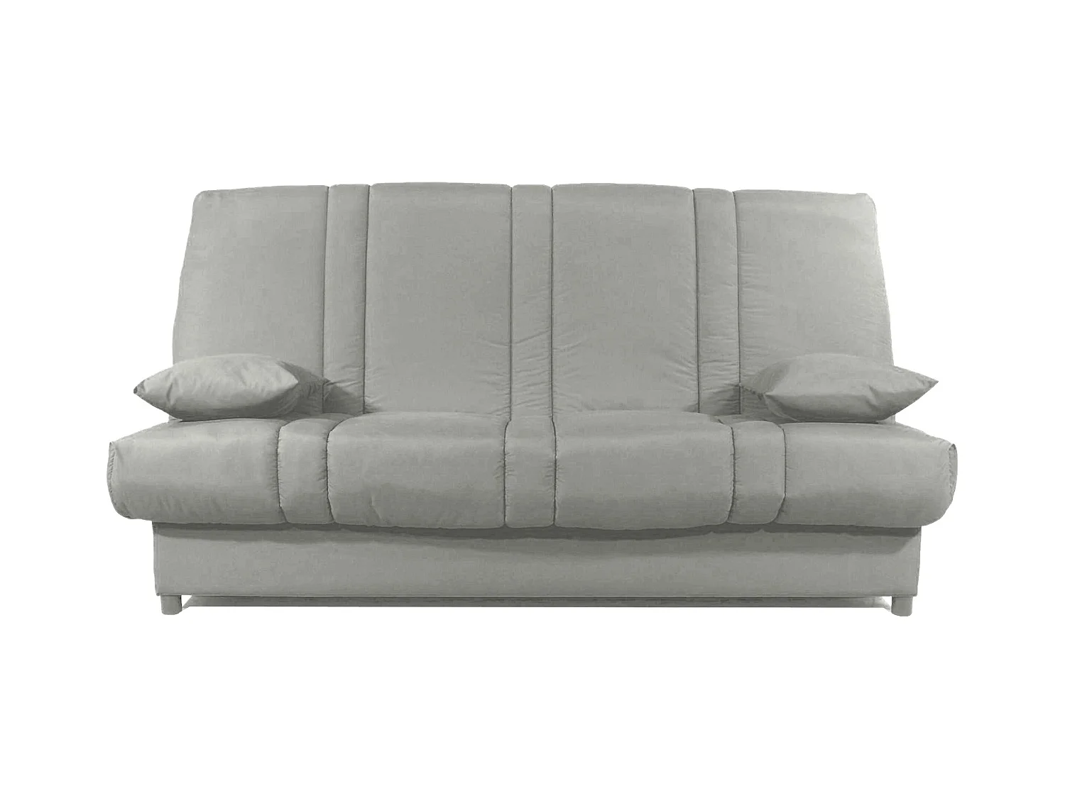 Banquette Clic-clac tissu 130x190 matelas Sofaconfort 14cm avec rangement Sofia-Couleur Gris perle