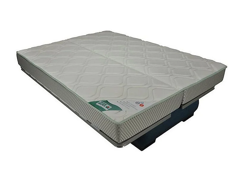Canapé Clic Clac microfibre avec coffre matelas Bultex 15cm Bianca 140x200-Couleur Bleu
