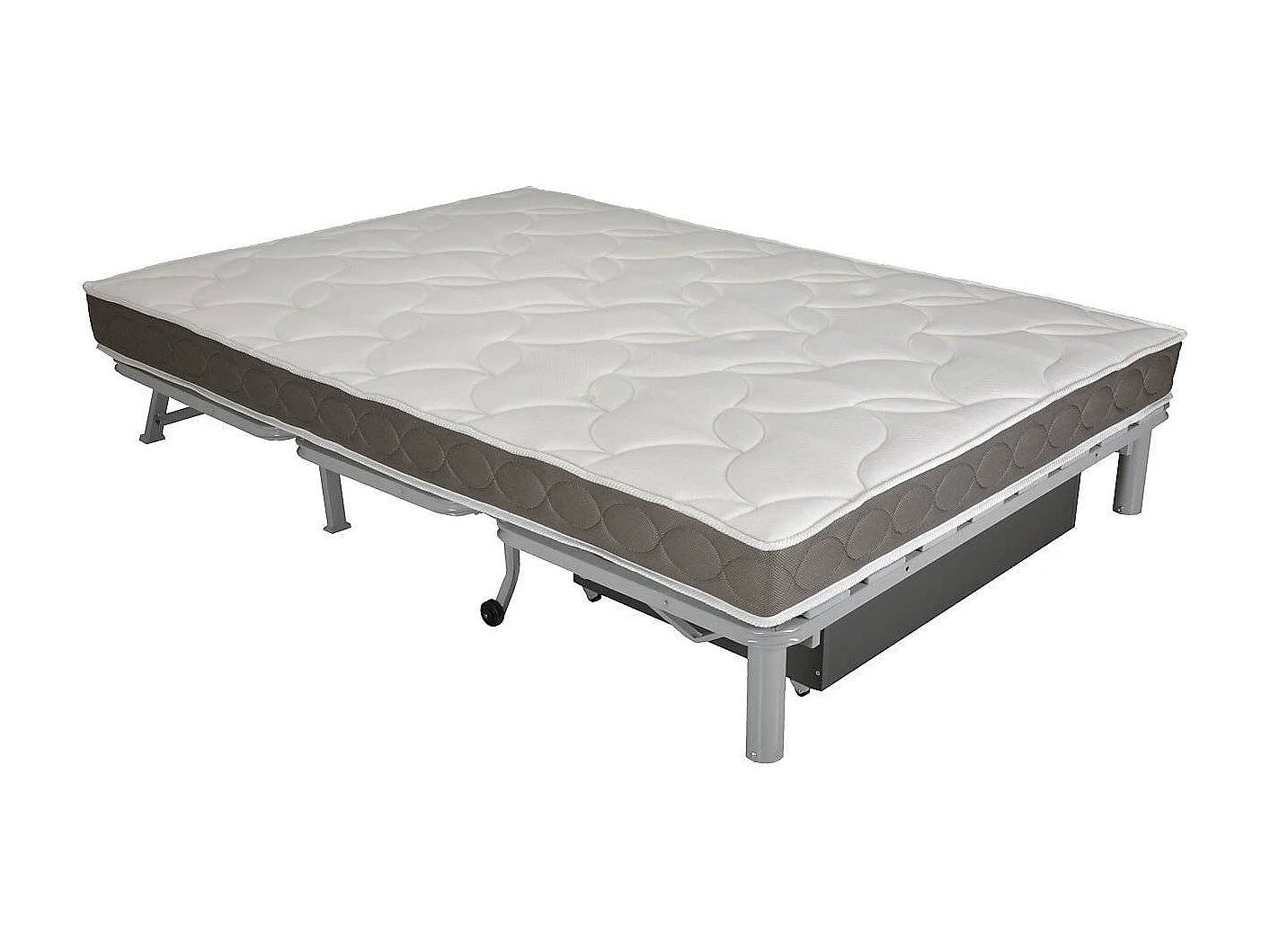 Banquette BZ tissu matelas Bultex 12cm 140x190 Bounty-Couleur Gris foncé-Coffre de rangement Avec rangement
