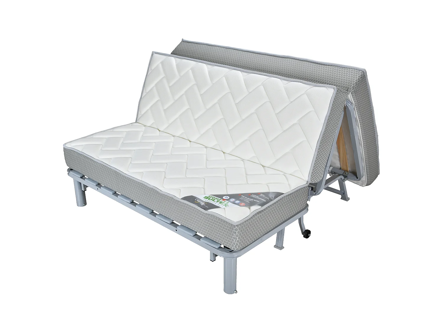 Banquette BZ tissu matelas Starconfort 15cm Pardo-Couleur Marron-160x200-Coffre de rangement Avec rangement