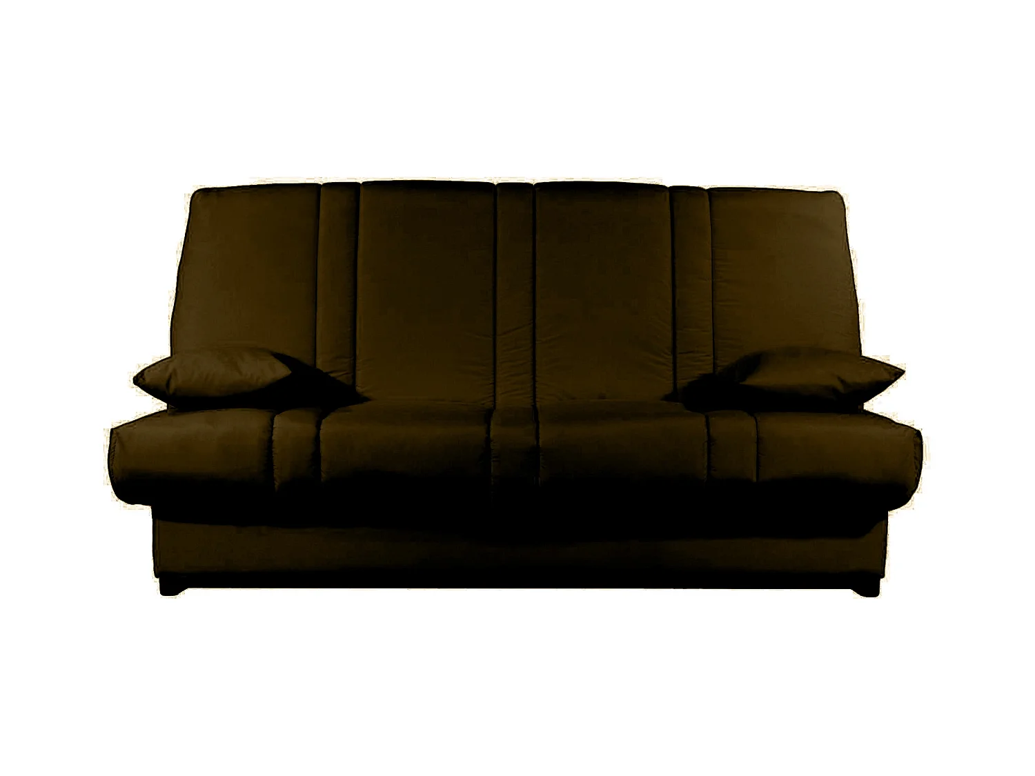 Banquette Clic-clac tissu 130x190 matelas Sofaconfort 14cm avec rangement Sofia-Couleur Marron Foncé