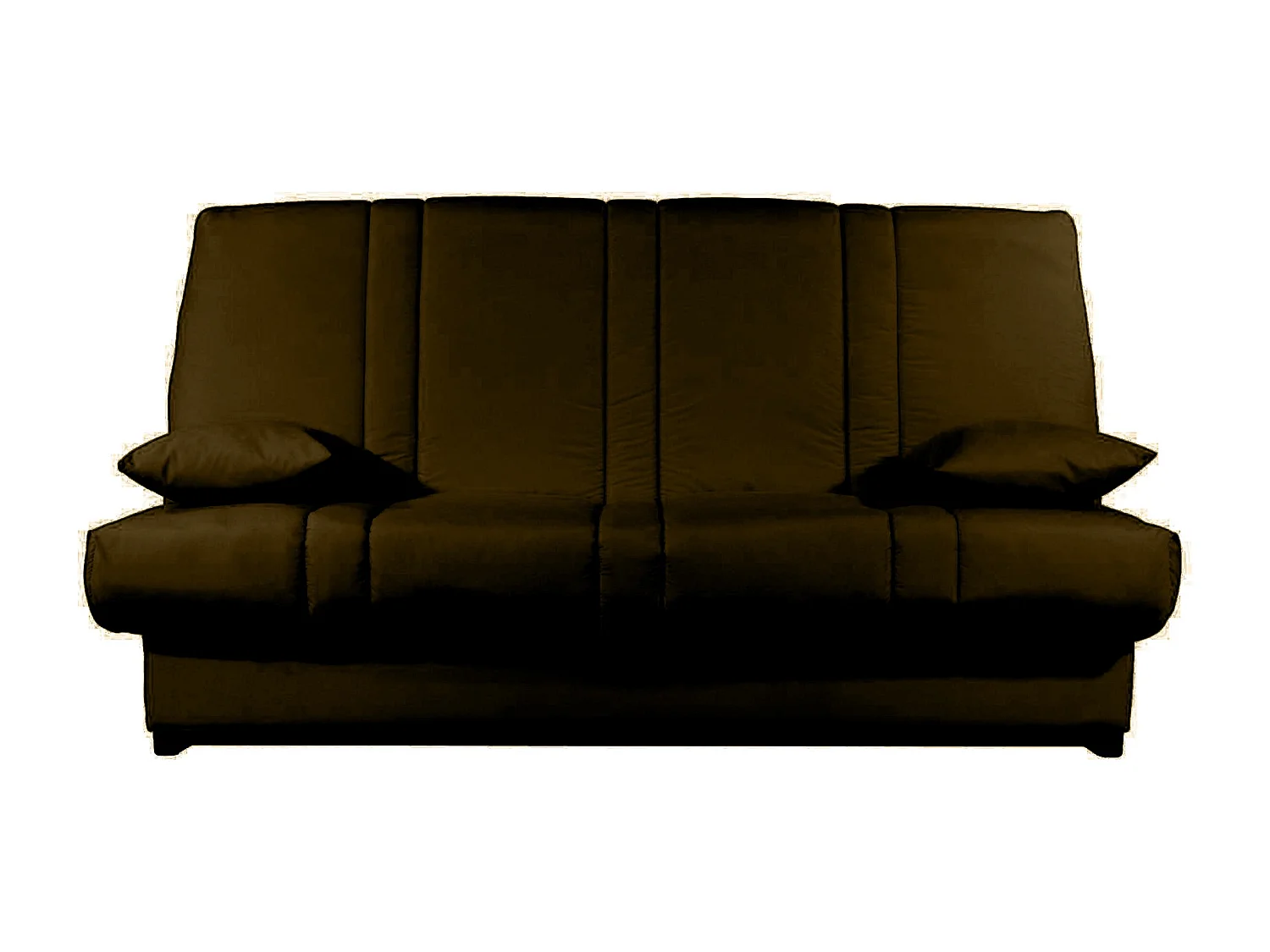 Banquette Clic-clac tissu 130x190 matelas Sofaconfort 14cm avec rangement Sofia-Couleur Marron Foncé