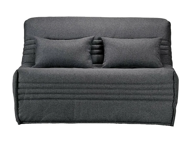 Banquette BZ tissu 140x200 matelas Bultex 15cm Celia-Couleur Gris foncé-Coffre de rangement Avec rangement