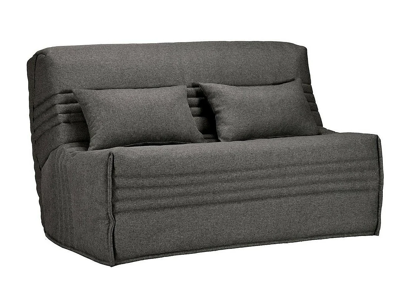 Banquette BZ tissu 140x200 matelas Bultex 15cm Celia-Couleur Gris foncé-Coffre de rangement Avec rangement