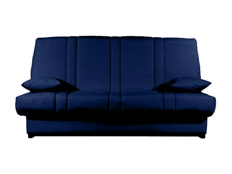 Banquette Clic-clac tissu 130x190 matelas Sofaconfort 14cm avec rangement Sofia-Couleur Bleu foncé