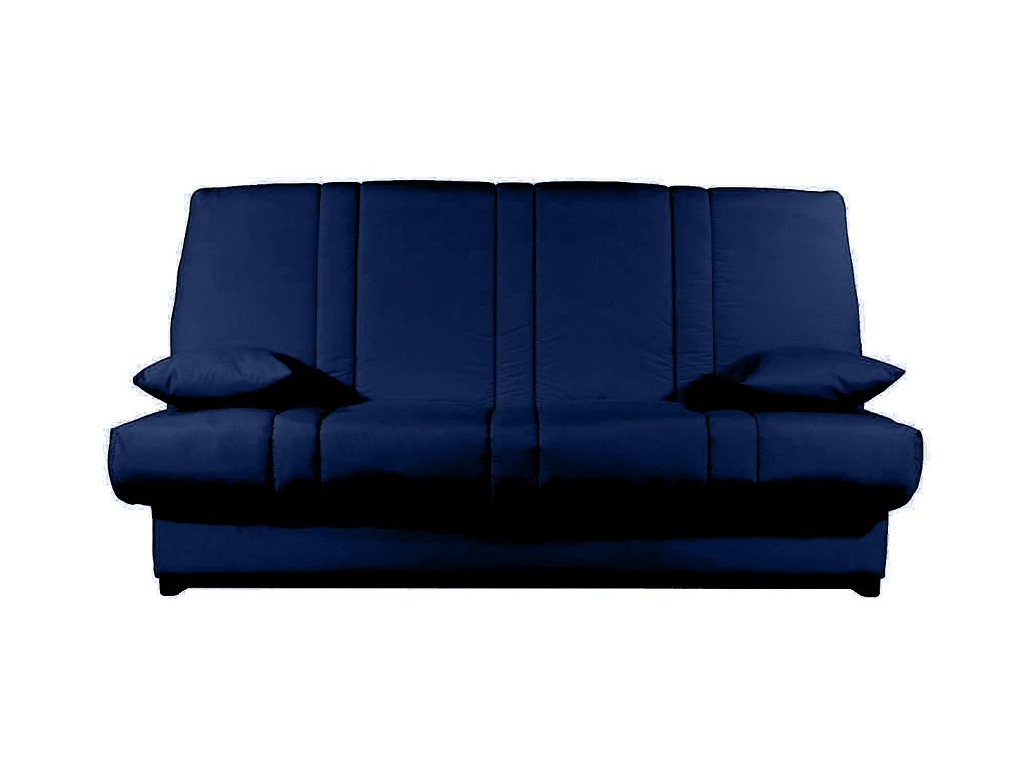 Banquette Clic-clac tissu 130x190 matelas Sofaconfort 14cm avec rangement Sofia-Couleur Bleu foncé