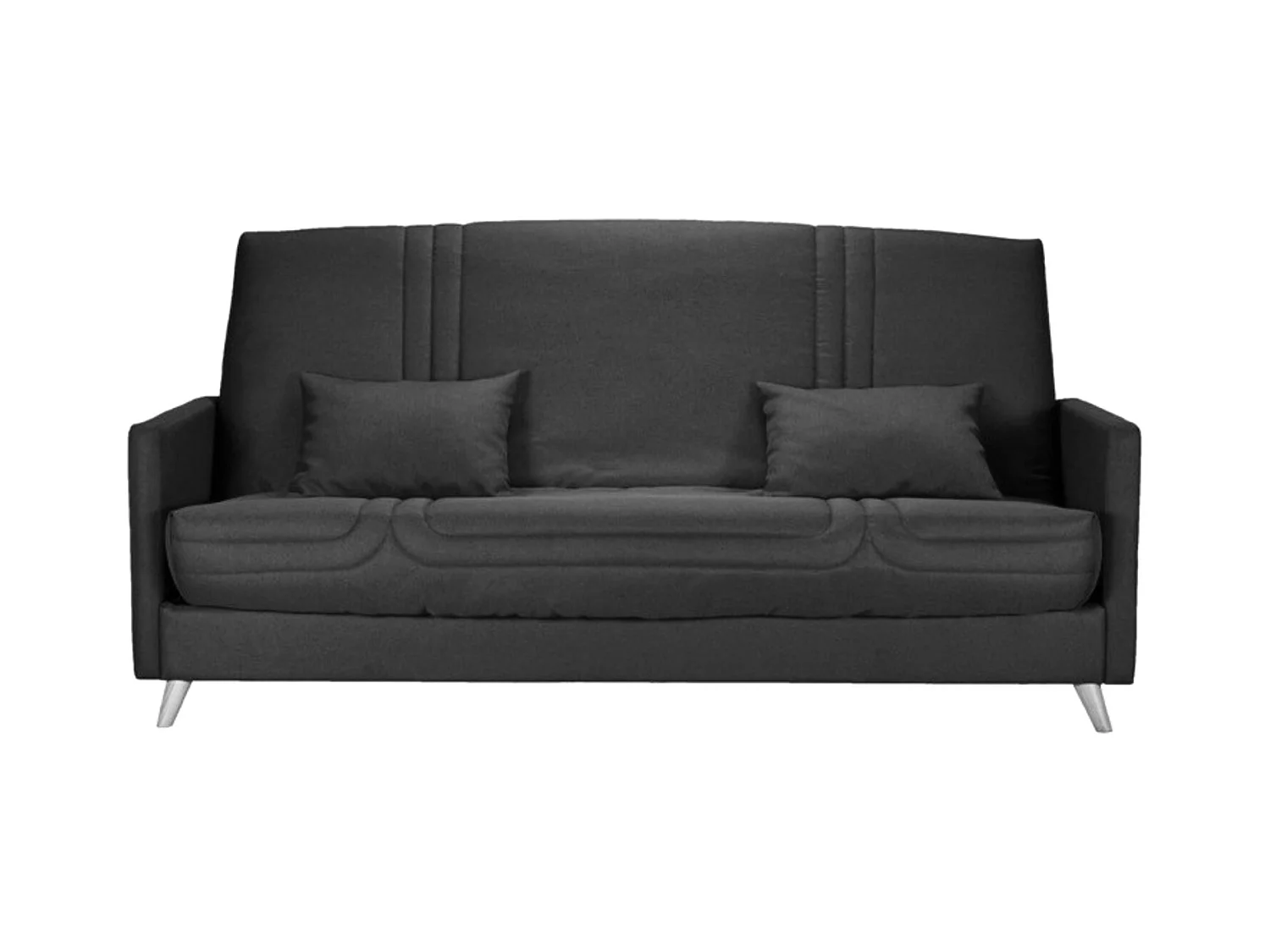 Banquette Clic-clac tissu 130x190 matelas Starbed 13cm avec rangement Soly-Couleur Gris foncé chiné