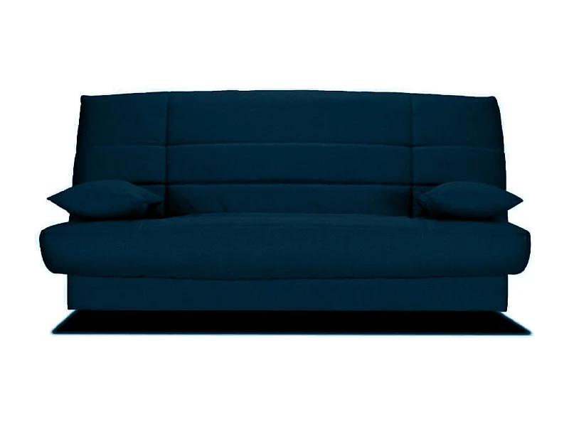 Banquette Clic-clac tissu 130x190 matelas Bultex 14cm avec rangement Zéa-Couleur Bleu foncé