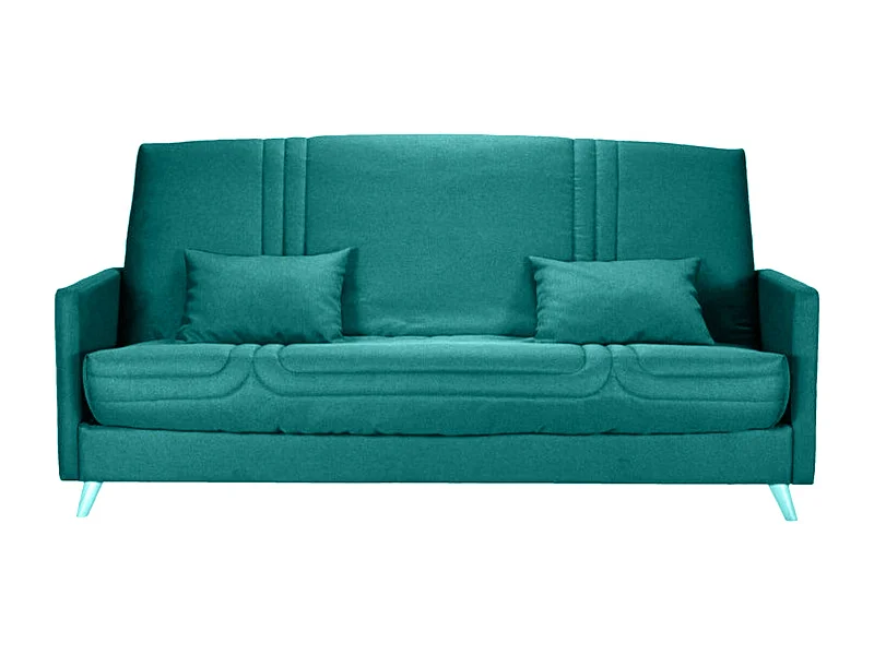 Banquette Clic-clac tissu 130x190 matelas Starbed 13cm avec rangement Soly-Couleur Bleu cyan