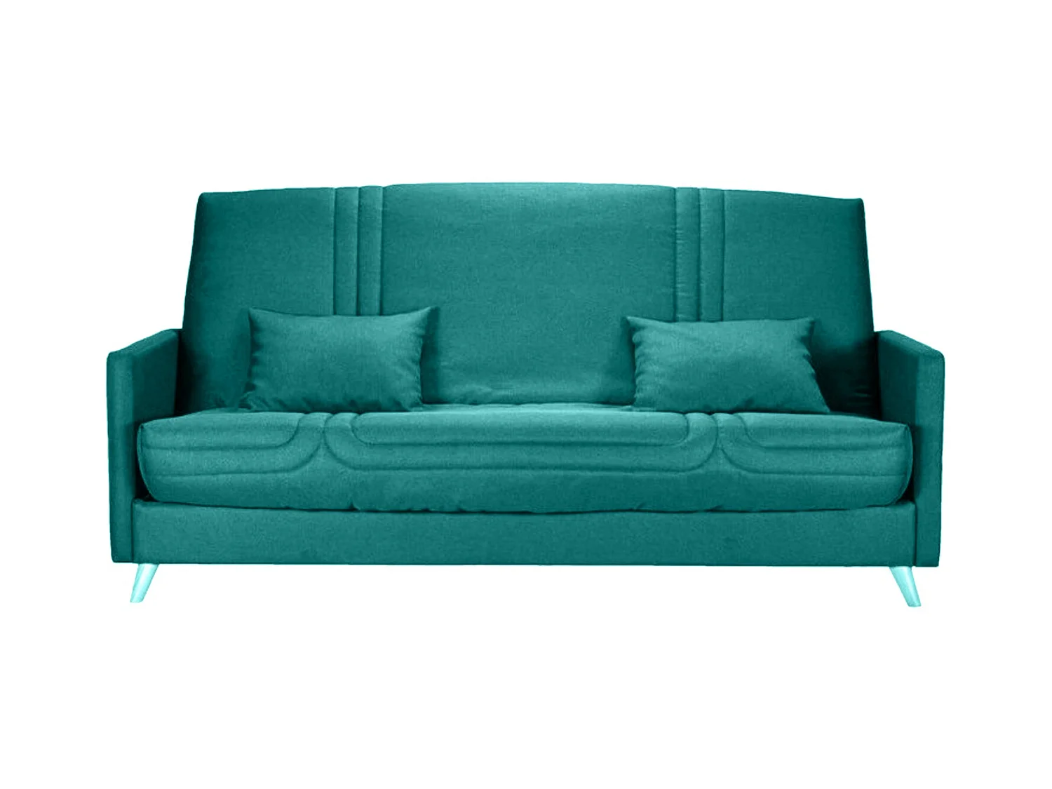 Banquette Clic-clac tissu 130x190 matelas Starbed 13cm avec rangement Soly-Couleur Bleu cyan