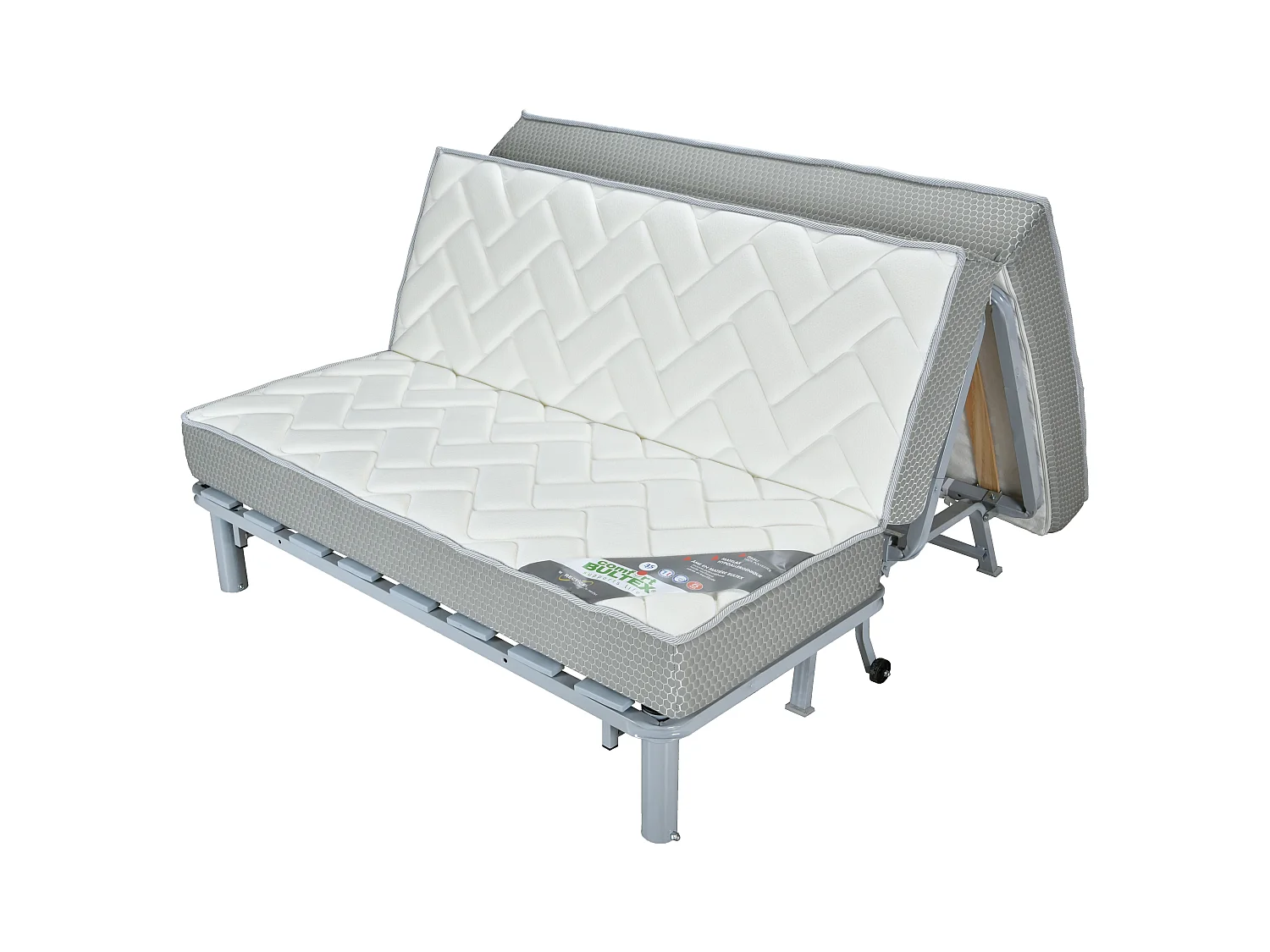 Banquette BZ tissu matelas Starconfort 15cm Pardo-Couleur Taupe-140x200-Coffre de rangement Avec rangement