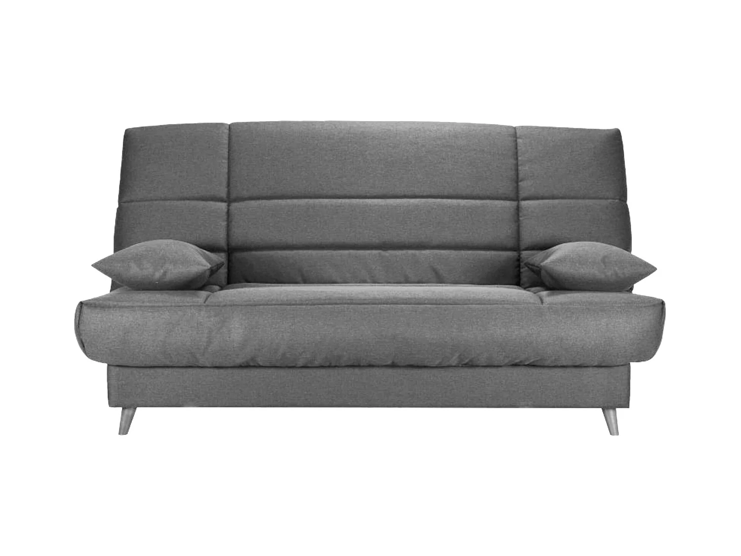 Banquette Clic-clac tissu 130x190 matelas Bultex 14cm avec rangement Boky-Couleur Gris clair chiné