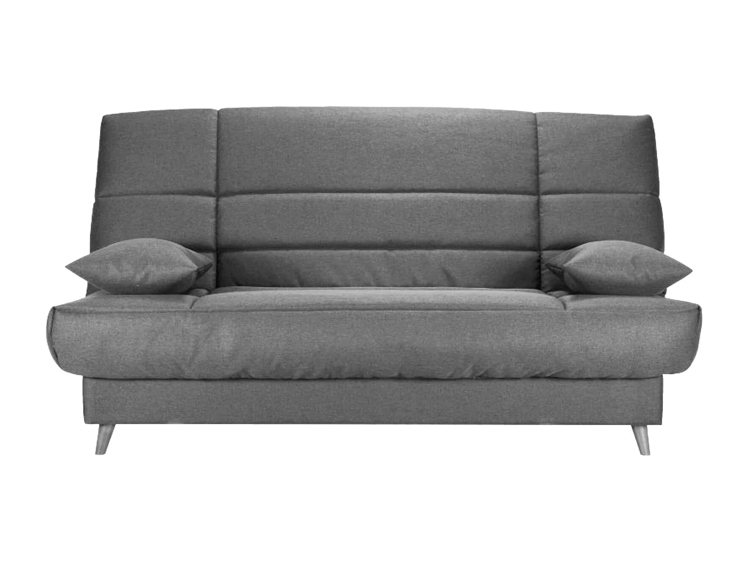 Banquette Clic-clac tissu 130x190 matelas Bultex 14cm avec rangement Boky-Couleur Gris clair chiné