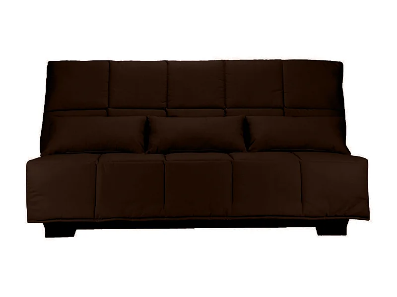 Canapé clic clac tissu avec rangement matelas Starconfort 15cm Lina 193cm-Couleur Marron Foncé