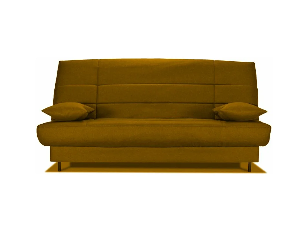 Banquette Clic-clac tissu 130x190 matelas Starflex 13cm avec rangement Folken-Couleur Jaune miel