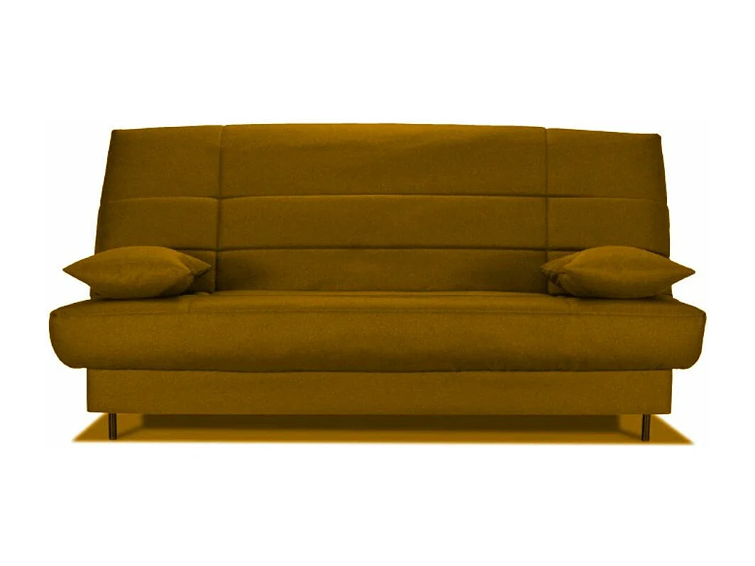 Banquette Clic-clac tissu 130x190 matelas Starflex 13cm avec rangement Folken-Couleur Jaune miel
