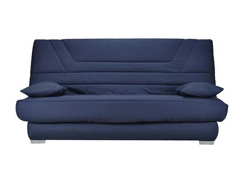 Banquette Clic Clac tissu matelas Bultex 14cm avec rangement Bary-Couleur Bleu nuit-140x190