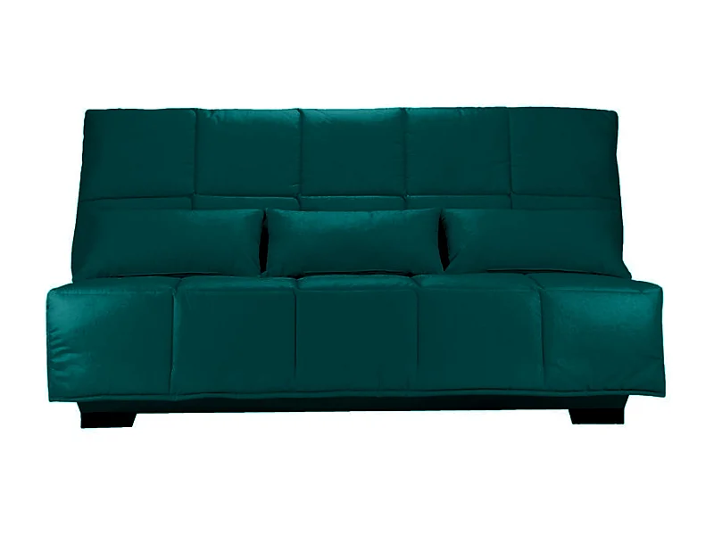 Canapé clic clac tissu avec rangement matelas Starconfort 15cm Lina 193cm-Couleur Vert emeraude