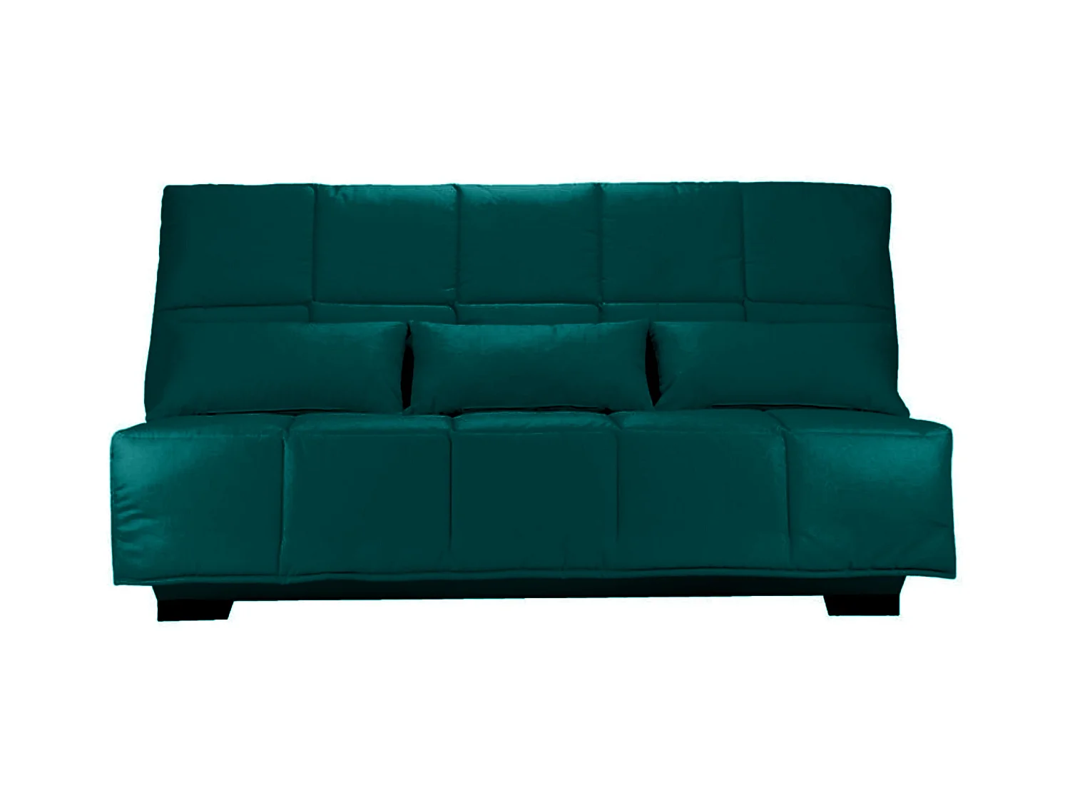 Canapé clic clac tissu avec rangement matelas Starconfort 15cm Lina 193cm-Couleur Vert emeraude