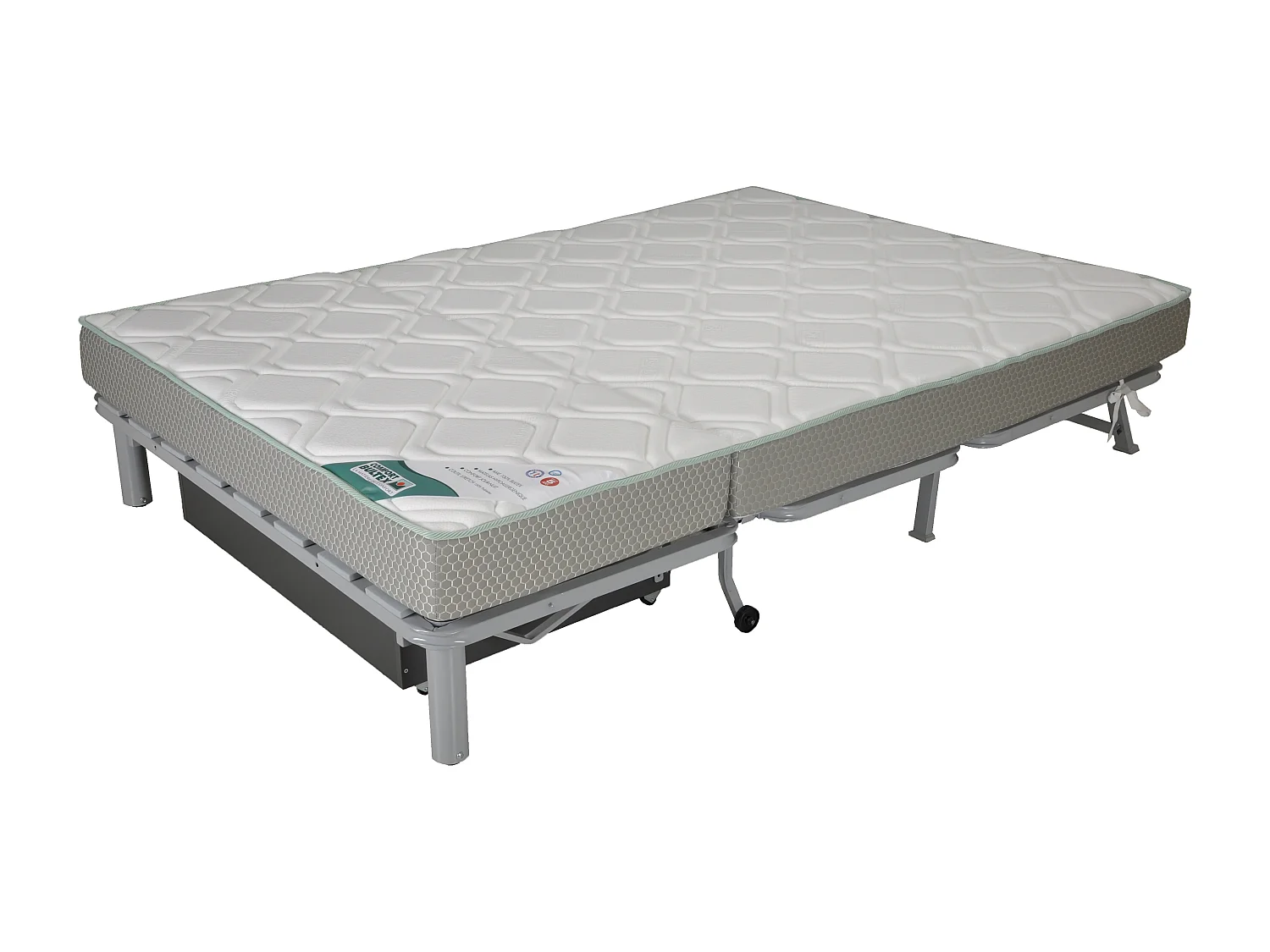 Banquette BZ microfibre 140x200 avec coffre de rangement matelas 12cm Brioca-Couleur Gris foncé