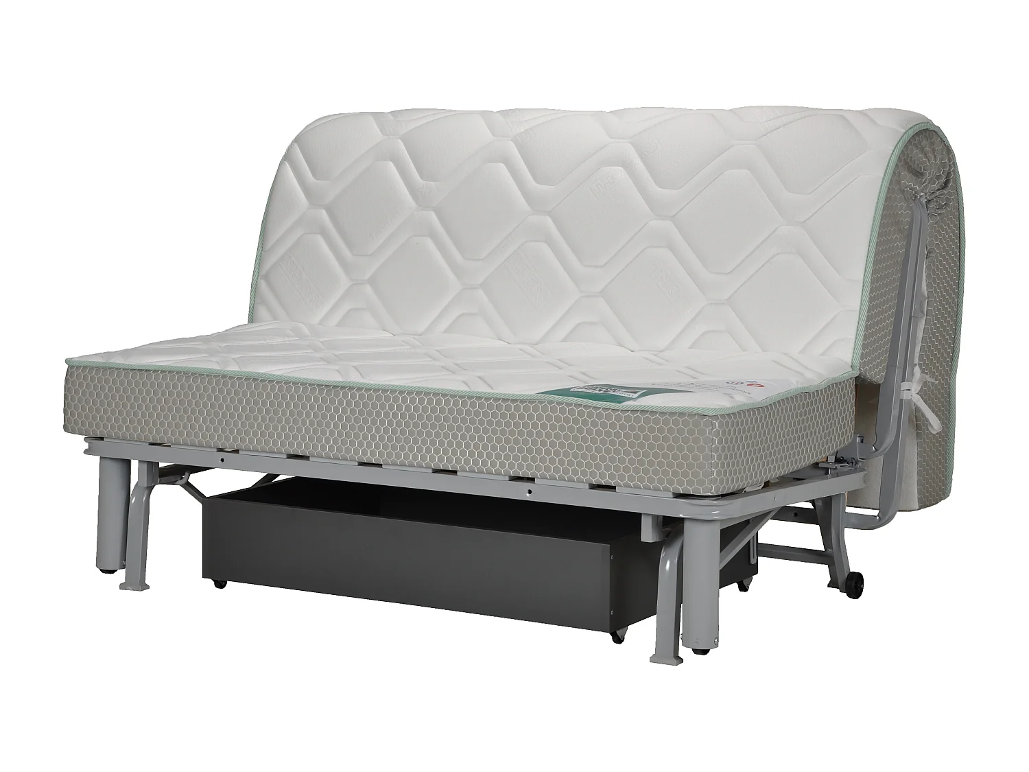 Banquette BZ microfibre 140x200 avec coffre de rangement matelas 12cm Brioca-Couleur Gris foncé