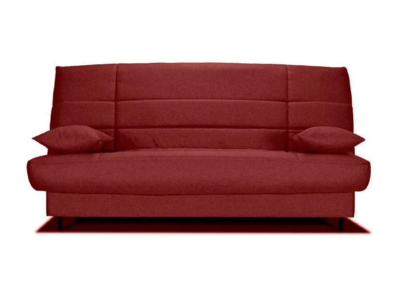 Banquette Clic-clac tissu 130x190 matelas Bultex 14cm avec rangement Zéa-Couleur Rouge cerise