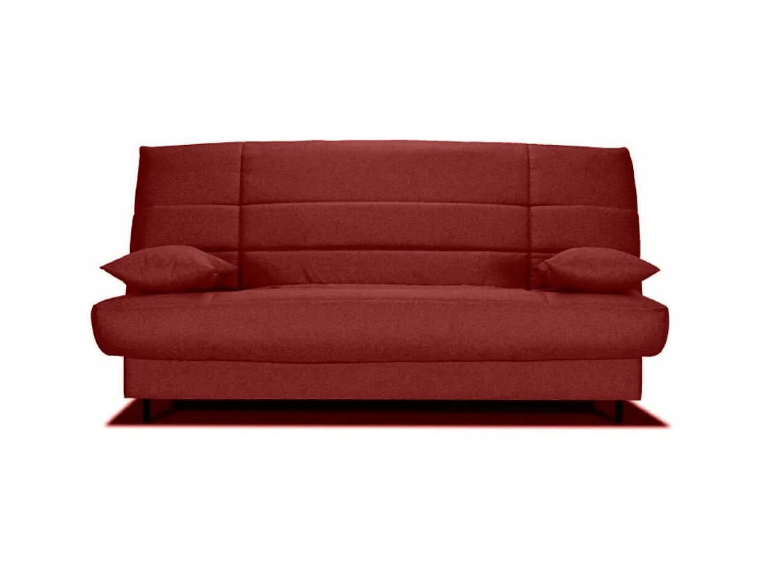 Banquette Clic-clac tissu 130x190 matelas Bultex 14cm avec rangement Zéa-Couleur Rouge cerise