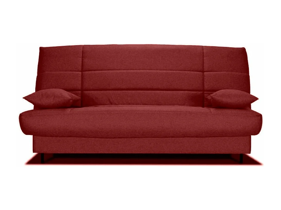 Banquette Clic-clac tissu 130x190 matelas Bultex 14cm avec rangement Zéa-Couleur Rouge cerise
