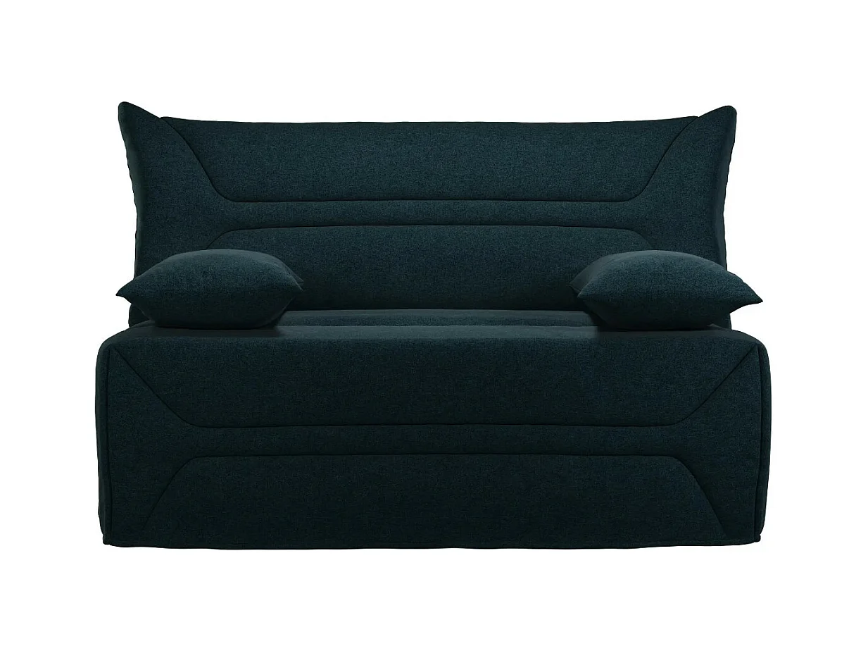 Canapé BZ Tissu matelas 12cm 140x190 Zilo-Couleur Bleu marine-Coffre de rangement Avec rangement