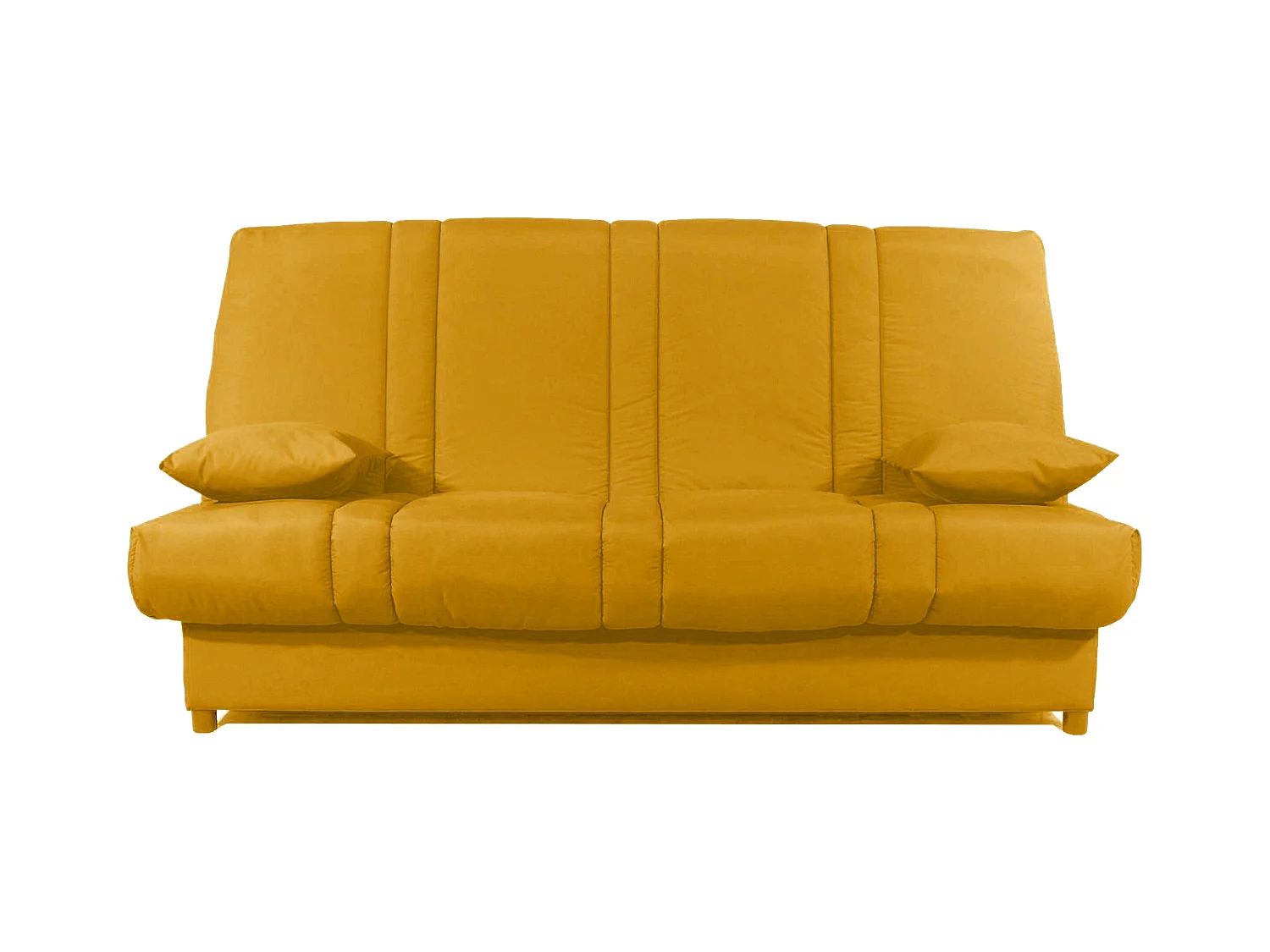 Banquette Clic-clac tissu 130x190 matelas Sofaconfort 14cm avec rangement Sofia-Couleur Jaune curry