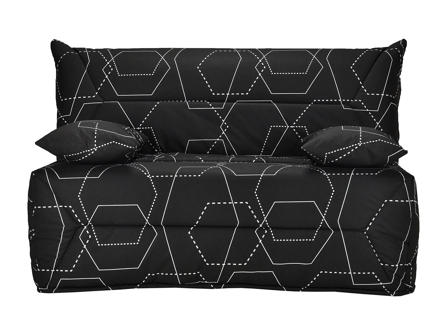 Banquette BZ 140x190 tissu graphique noir matelas 12cm City essentiel