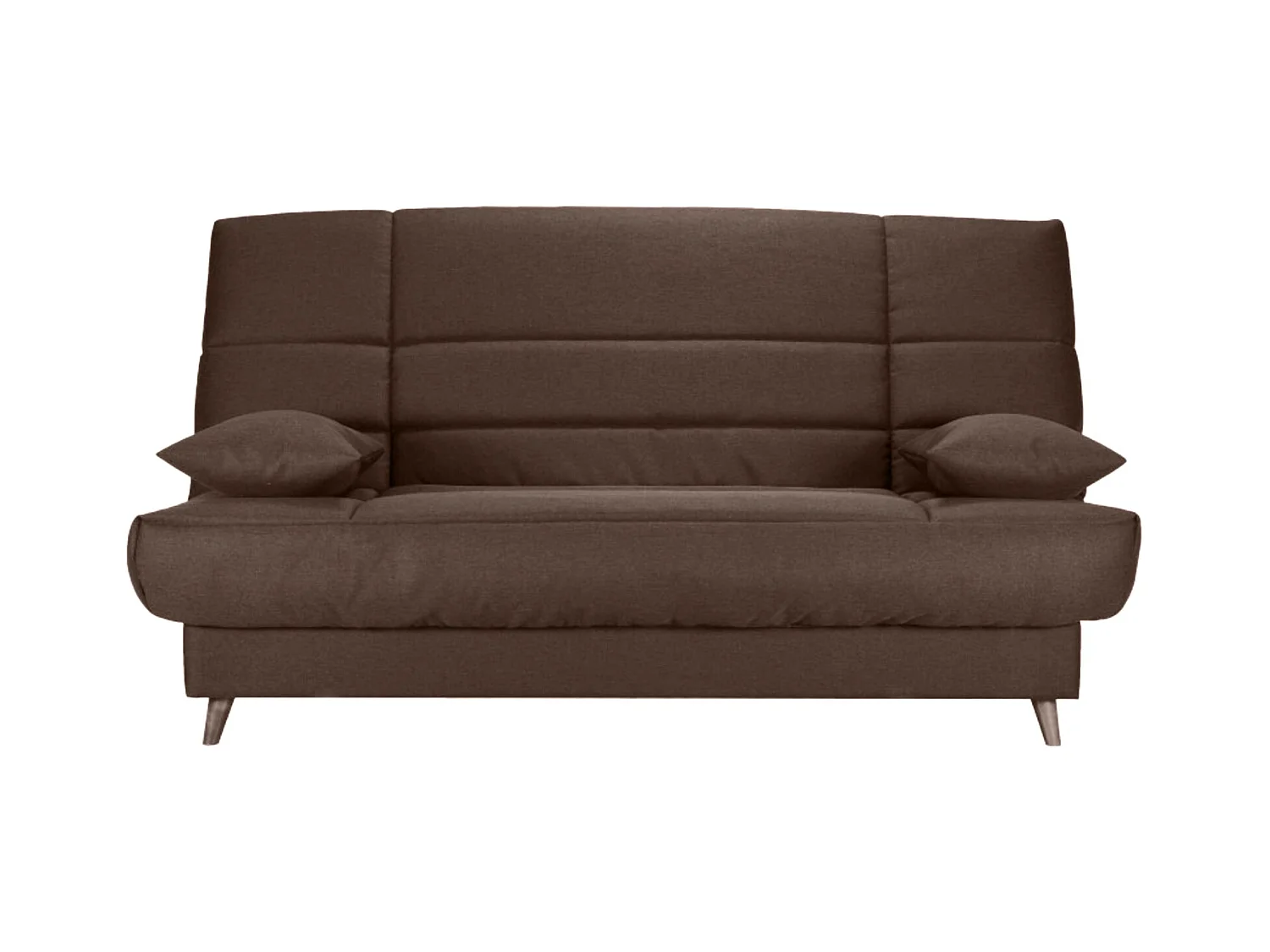 Banquette Clic-clac tissu 130x190 matelas Bultex 14cm avec rangement Boky-Couleur Marron