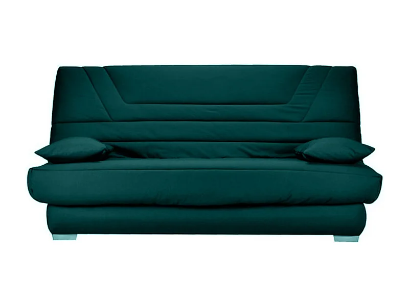 Banquette Clic Clac tissu matelas Bultex 14cm avec rangement Bary-Couleur Vert emeraude-130x190