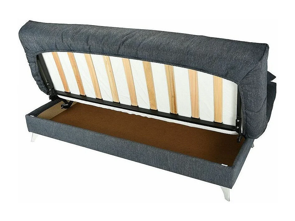 Banquette Clic-clac tissu 130x190 matelas Starflex 13cm avec rangement Malax-Couleur Gris clair chiné