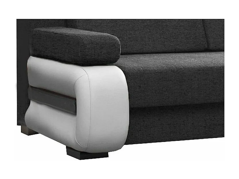 2-zits slaapbank in antraciet stof en wit kunstleer Korina 202 cm
