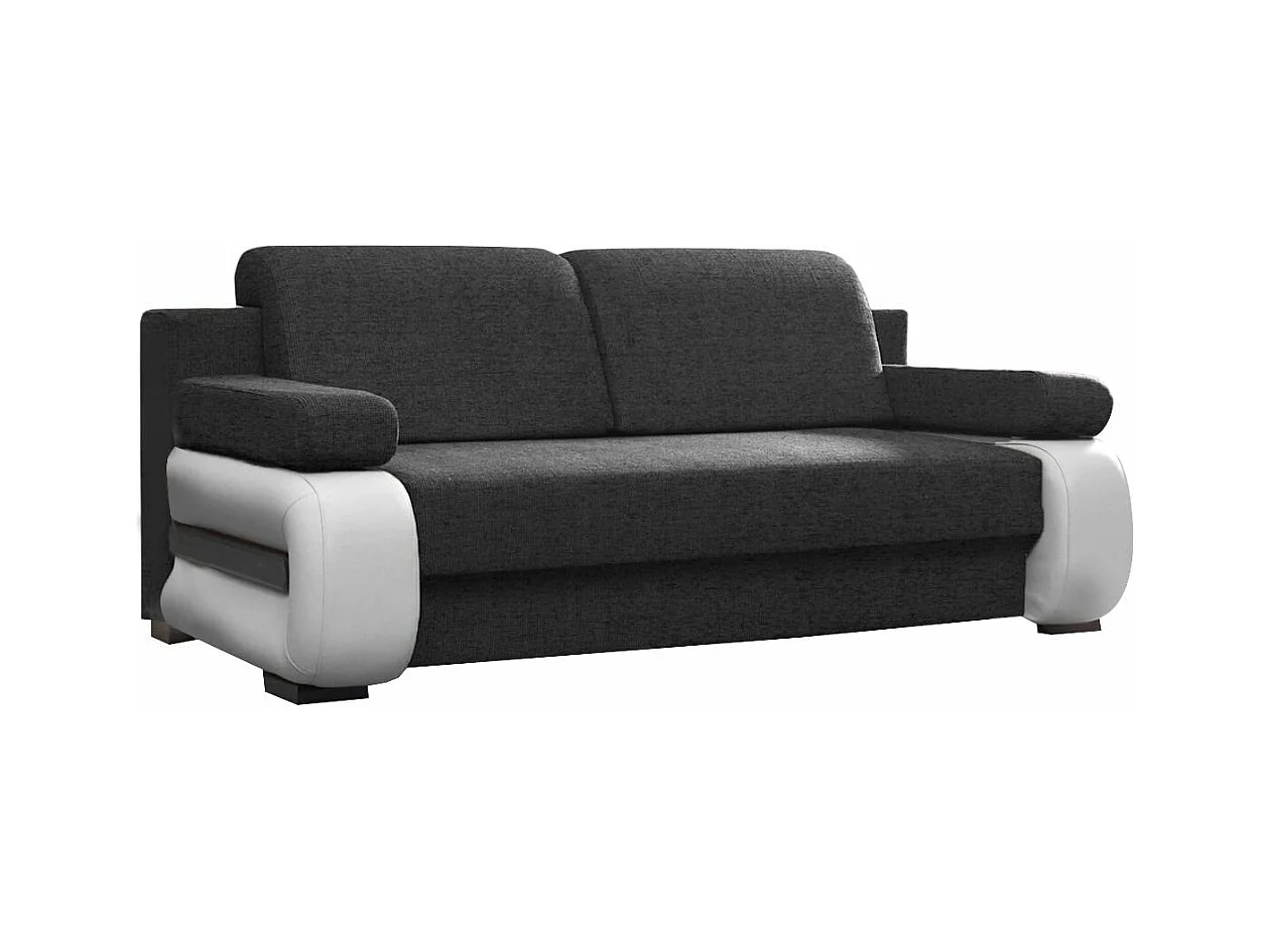 Canapé convertible 2 places tissu anthracite et simili cuir blanc Korina 202cm
