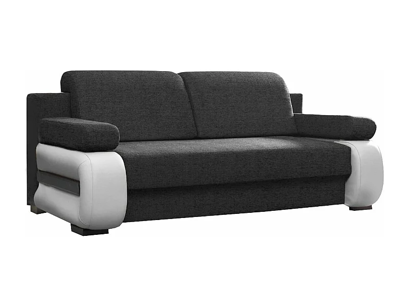 Canapé convertible 2 places tissu anthracite et simili cuir blanc Korina 202cm