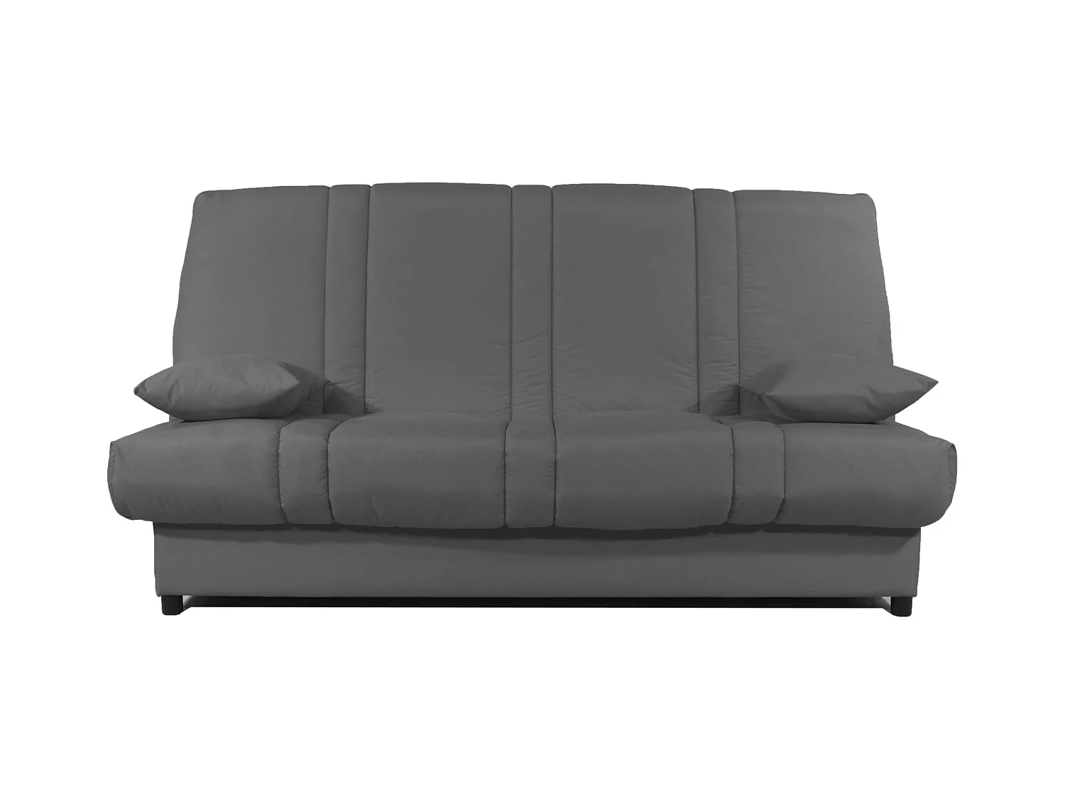 Banquette Clic-clac tissu 130x190 matelas Sofaconfort 14cm avec rangement Sofia-Couleur Gris clair chiné